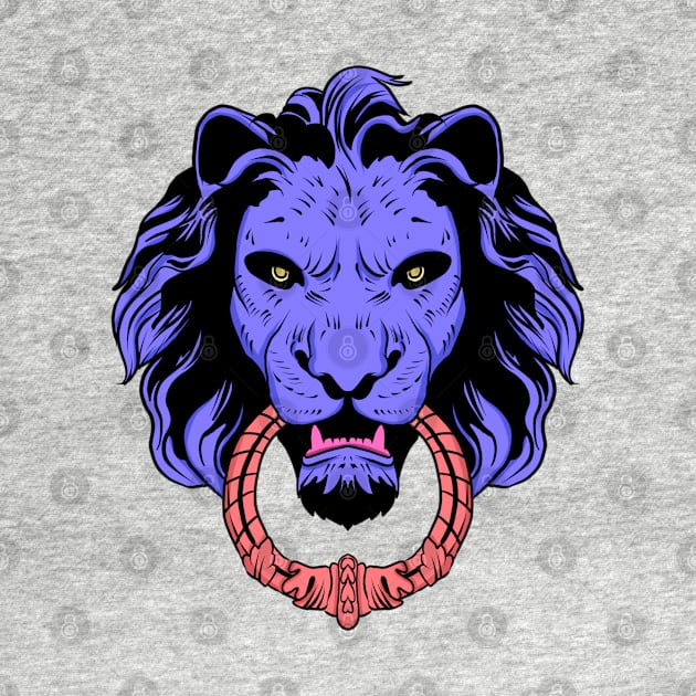 Blue with pink lion head by Pulseender